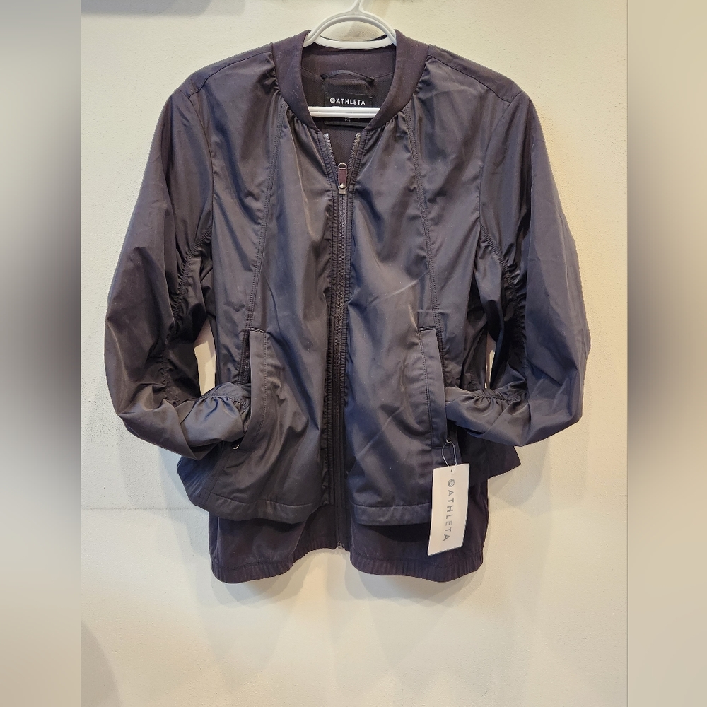Athleta Wayfarer Bomber Jacket, Black, Size US M Tall